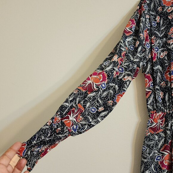 Isabel Etoile Marant Silk Yandra Floral Mock Neck Midi Dress Sz 38/ 6US Classic - Picture 7 of 15